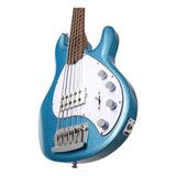 Sterling by Music Man Stingray Bass 5 String Blue Sparkle with Roasted Maple