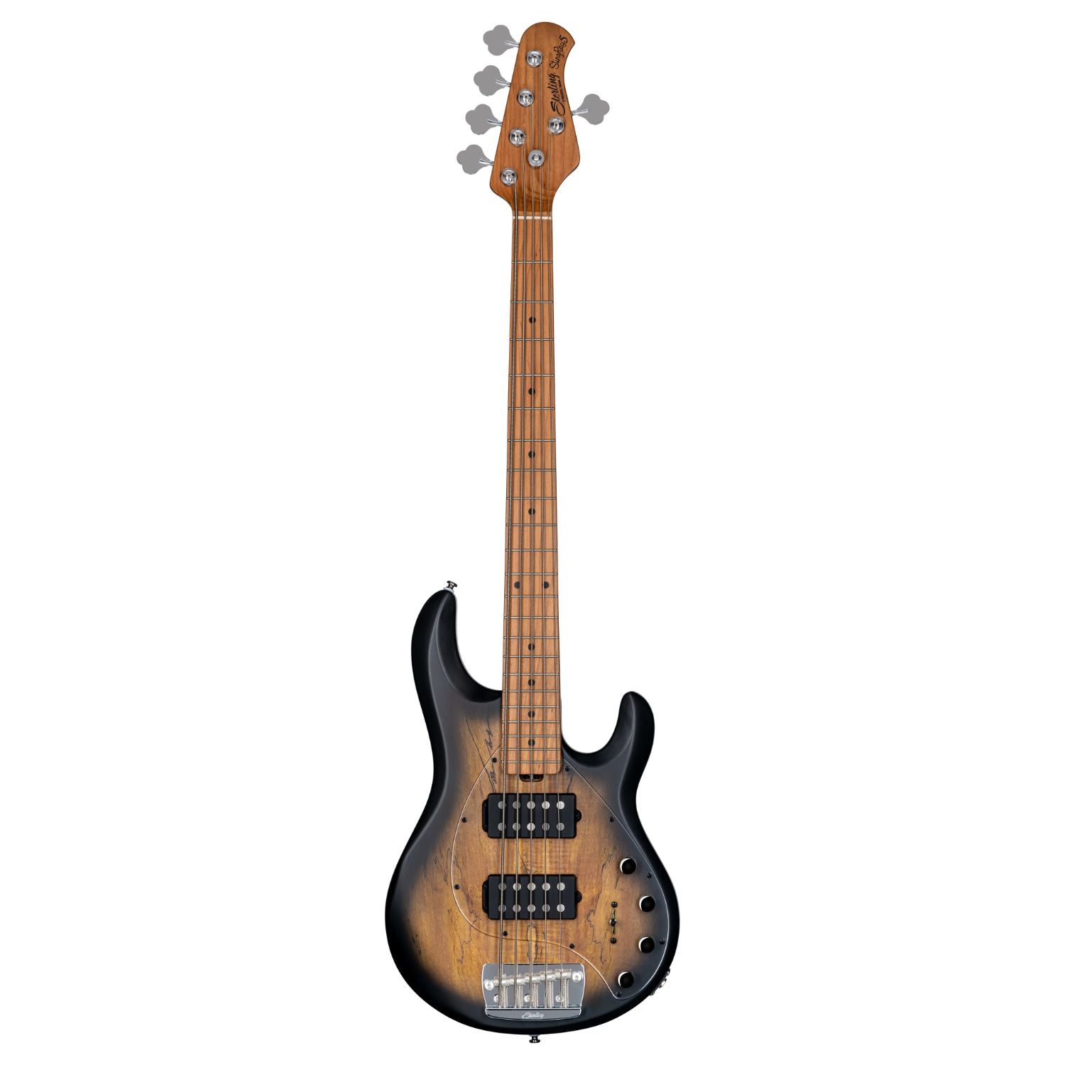 Sterling by Music Man Stingray Bass HH4 Spalted Maple Top, Natural