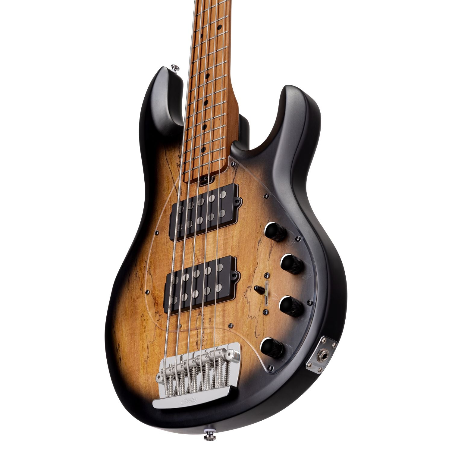 Sterling by Music Man Stingray Bass HH4 Spalted Maple Top, Natural