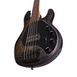 Sterling by Music Man Stingray Bass 5 String Burl Top/Trans Satin Black with Roasted Maple - Plek'd with Finish Blem