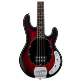 Sterling by Music Man Ray4 Stingray 4 String Bass, Ruby Red Burst Satin