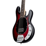 Sterling by Music Man Ray4 Stingray 4 String Bass, Ruby Red Burst Satin