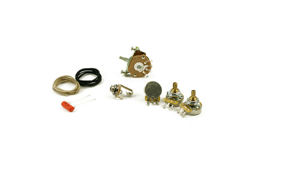 Vintage Strat Complete Wiring Kit 3 Way, CTS, Oak, Sprague, Gavitt components