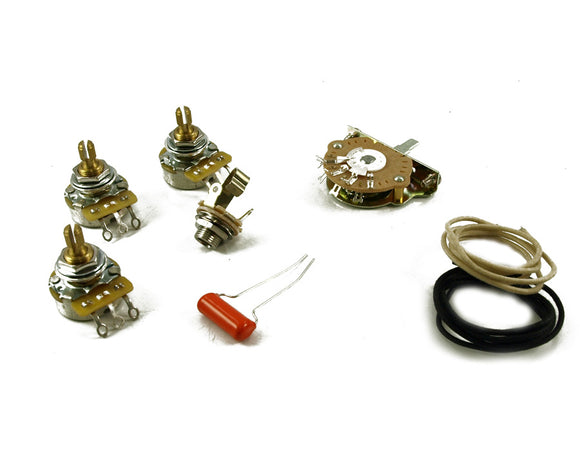Quality Strat Complete Wiring Kit 5 Way, Oak, CTS, Sprague, Gavitt