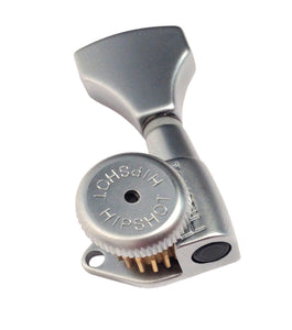 open gear locking tuners Hipshot Grip-Lock Open 18:1 6 inline Left Hand Satin Chrome locking tuners 6K1GL0ST