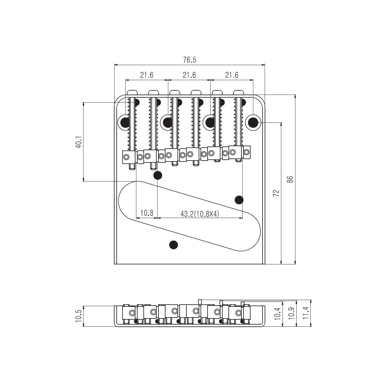 Tone Ninja 4 hole 6 Saddle Telecaster Bridge, Chrome | SportHiTech