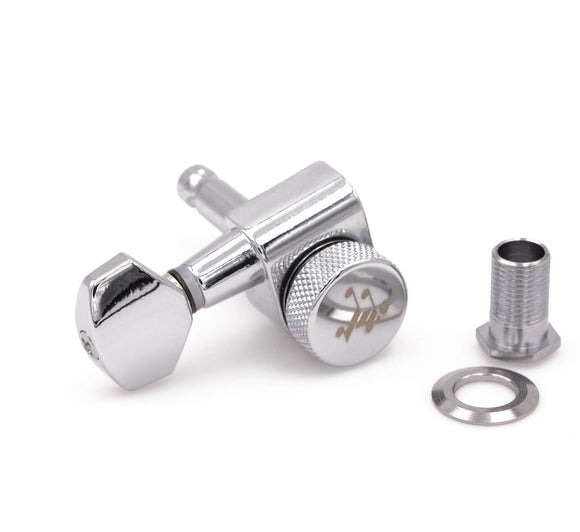 Tone Ninja Genuine 6-Inline Staggered Tuners – Chrome, Closed Gear – T7C-6L-STAG