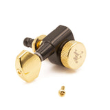 Tone Ninja 20:1 Locking Tuners 6 Inline non-staggered, Left Handed Black and Gold