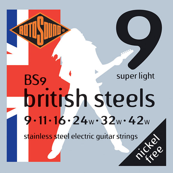 Rotosound British Steels Stainless Steel Electric strings, X-Light 9-42 BS9