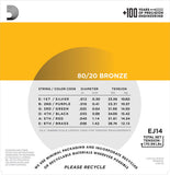 D'Addario EJ14 80/20 Bronze Acoustic Guitar Strings Light Top/Med Bottom 12-56