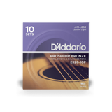 D'Addario EJ26-10P Phosphor Bronze Acoustic Strings Custom Light, 11-52, 10 Sets