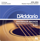 D'Addario EJ37 12-String  Acoustic Guitar Strings Med Top/Heavy Bottom 12-54