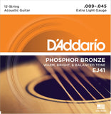 D'Addario EJ41 12-String Phosphor Bronze Guitar Strings Extra Light 9-45