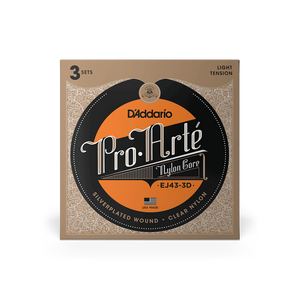 D'Addario EJ43 Pro-Arte Nylon Classical Guitar Strings, Light Tension, 3 Sets