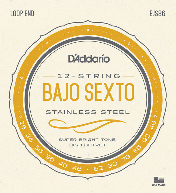 D'Addario EJS86 Bajo Sexto Stainless Steel Strings