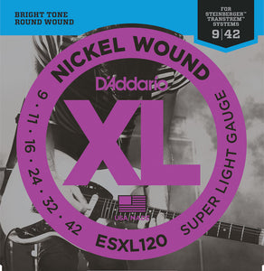 D'Addario ESXL120 Electric Guitar Strings Super Light Double Ball 09-42
