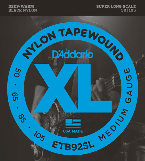 D'Addario ETB92SL Tapewound Bass Strings, Medium, 50-105, Super Long Scale