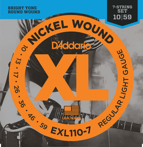 D'Addario EXL110-7 7-String Nickel Wound Electric Guitar Strings  Light, 10-59