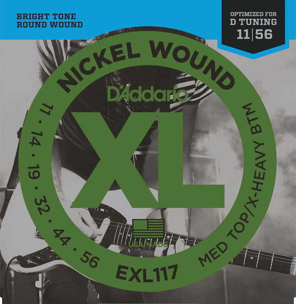 D'Addario EXL117 Nickel Wound Strings Medium Top/Extra-Heavy Bottom 11-56