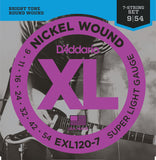 D'Addario EXL120-7 Nickel Wound 7-String Guitar Strings, Super Light, 09-54