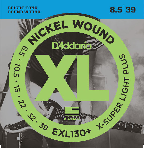 D'Addario EXL130+ Nickel Wound Guitar Strings, Extra-Super Light Plus, 8.5-39