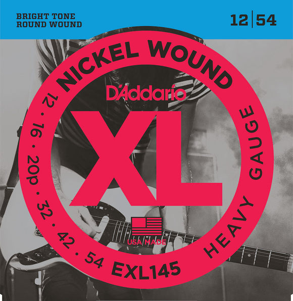 D'Addario EXL145 Nickel Wound Guitar Strings, Heavy, 12-54 with Plain 3rd