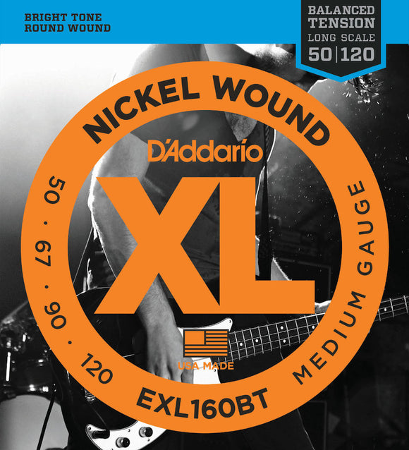 D'Addario EXL160BT Bass Strings, Balanced Tension Medium, 50-120, Long Scale