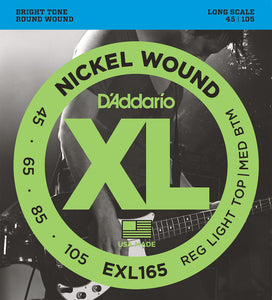 D'Addario EXL165 Bass Guitar Strings, Custom Light, 45-105, Long Scale