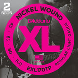 D'Addario EXL170TP Nickel Wound Bass Strings Light 45-100 2 Sets Long Scale