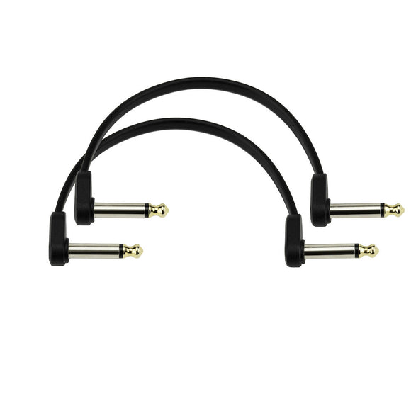 D'Addario Flat Patch Cable, 6in Offset Right Angle, Twin PK