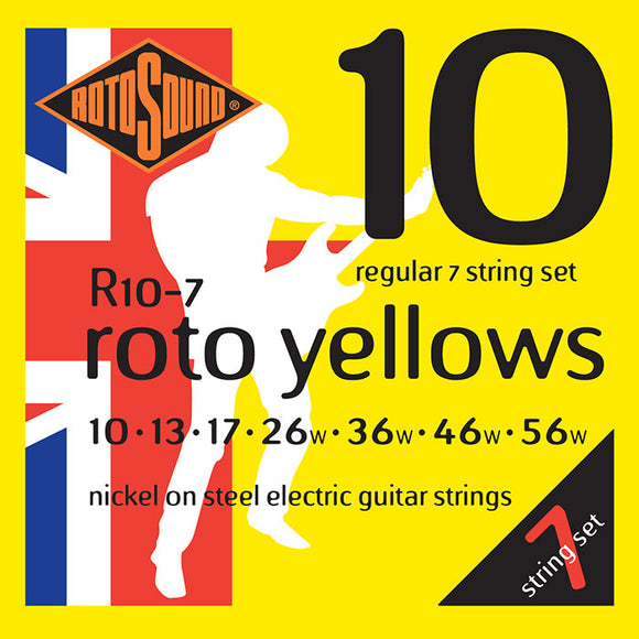 Rotosound Yellows Nickel Electric Guitar Strings Regular 7 String 10-56 R10-7