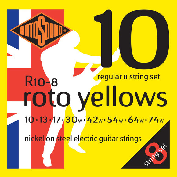Rotosound Yellows Nickel Electric Guitar Strings Regular 8 String 10-74 R10-8