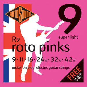 Rotosound Pinks Nickel Electric Guitar Strings Super Light 9-42 R9