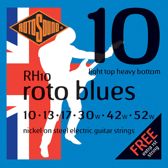 Rotosound Blues Nickel Electric Guitar Strings Light Top Heavy Bottom 10-52 RH10