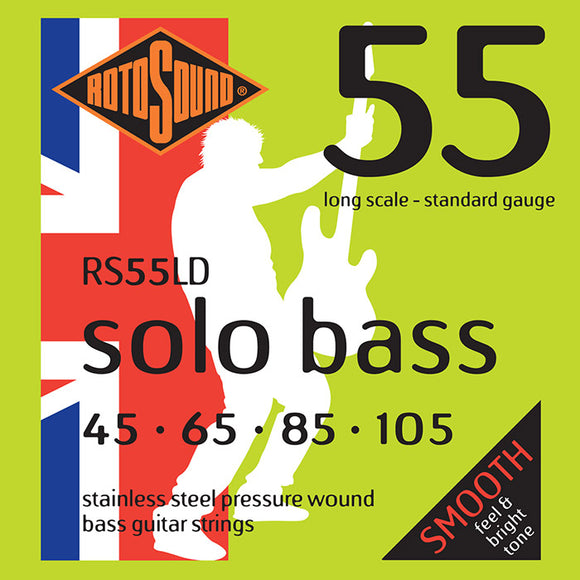 Rotosound Solo Bass 55 Stainless Steel Pressurewound 4 String set 45-105 RS55LD