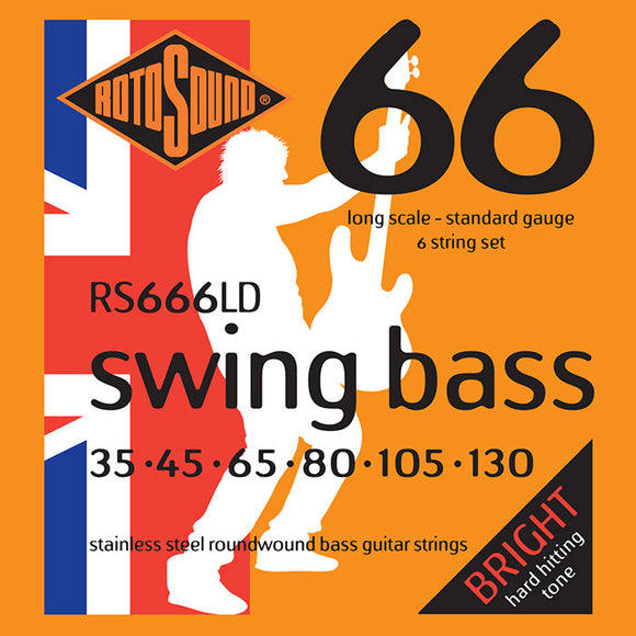 Rotosound Stainless Steel Roundwound Standard 6 String Bass 35-130 RS666LD