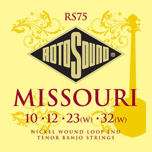 Rotosound Nickel Wound Missouri Tenor 4 String Banjo Set, Loop End 10-32 RS75