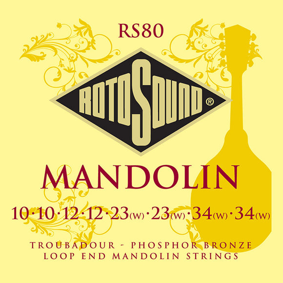 Rotosound Phosphor Bronze Troubadour Mandolin 8 String loop end set 10-34 RS80