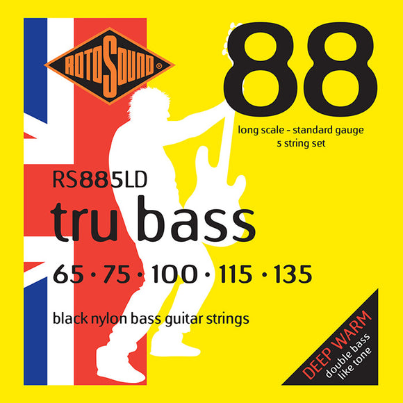 Rotosound Tru Bass 88 Black Nylon Flatwound Standard 5 String 65-135 RS885LD