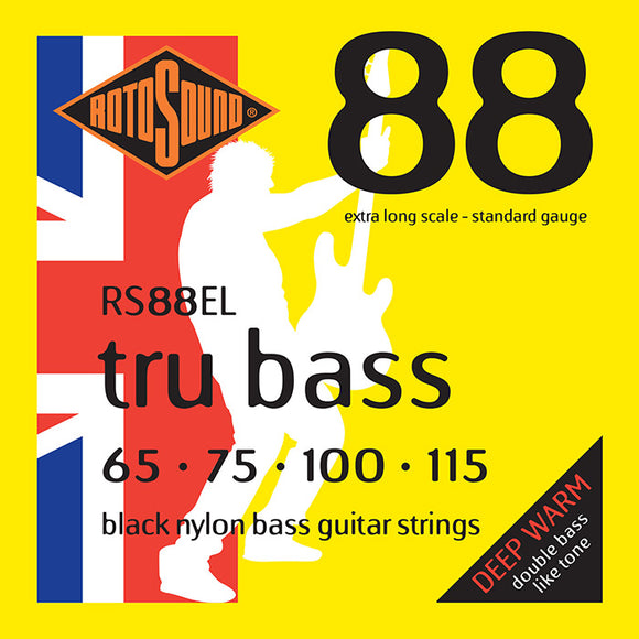 Rotosound Tru Bass 88 Black Nylon Flatwound Extra Long Scale 4 String 65-115