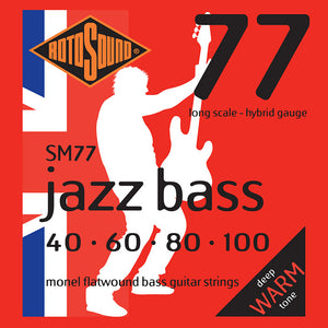 Rotosound Jazz Bass Monel Flatwound Hybrid 4 String Bass set 40-100 SM77