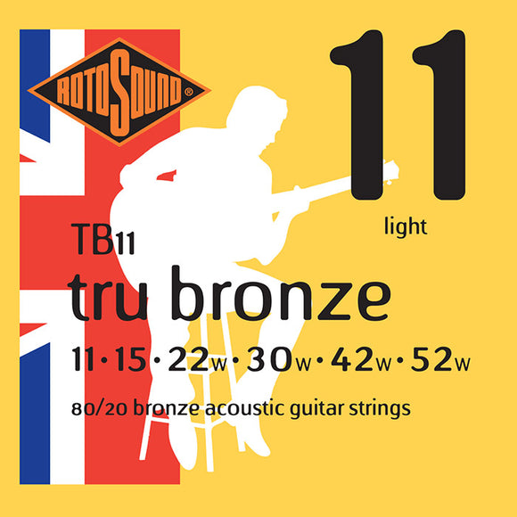Rotosound Tru Bronze Brass Coated Light Acoustic Guitar Strings 11-52 TB11